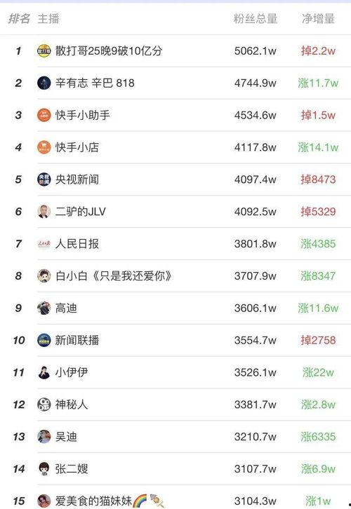 快手的网红排名,揭秘热门达人背后的故事
